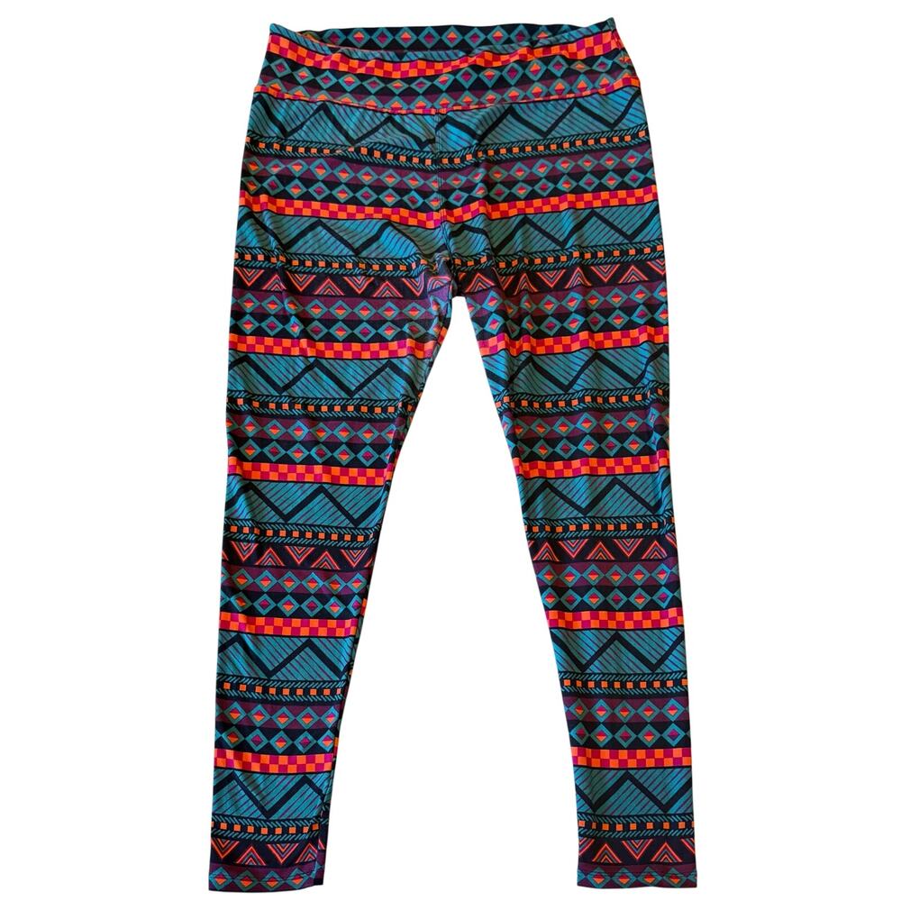 LuLaRoe Leggings Tall & Curvy Geometric Tribal Aztec Chevron Pattern Teal Pink